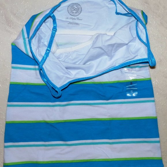 American Heritage Shell / Cami Sz Small NWT White Blues Greens Stretch - Picture 4 of 5